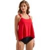 imageSUUKSESS Women Ruffle High Waisted Tankini Swimsuit Tummy Control Bathing Suit80 Red Black