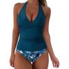 imageSUUKSESS Women Sexy Halter Tankini Bathing Suit Slimming Tummy Control Swimsuit06 Blue Floral