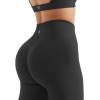 imageSUUKSESS Open Back Long Sleeve Scrunch Butt Booty Leggings Seamless Ribbed Workout Sets 2 Piece Outfits2 Black