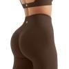 imageSUUKSESS Open Back Long Sleeve Scrunch Butt Booty Leggings Seamless Ribbed Workout Sets 2 Piece Outfits2 Dark Brown