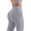 imageSUUKSESS Open Back Long Sleeve Scrunch Butt Booty Leggings Seamless Ribbed Workout Sets 2 Piece Outfits2 Grey