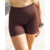 imageSUUKSESS Open Back Short Sleeve Scrunch Butt Booty Shorts Seamless Ribbed Workout Sets 2 Piece Outfits1 Dark Brown