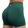 imageSUUKSESS Open Back Short Sleeve Scrunch Butt Booty Shorts Seamless Ribbed Workout Sets 2 Piece Outfits1 Dark Green
