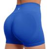imageSUUKSESS Open Back Short Sleeve Scrunch Butt Booty Shorts Seamless Ribbed Workout Sets 2 Piece Outfits1 Royal Blue