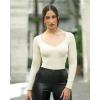 imageSUUKSESS Sweetheart V Neck Long Sleeve Bodysuit Ribbed Compression Bodysuits31 Beige