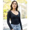 imageSUUKSESS Sweetheart V Neck Long Sleeve Bodysuit Ribbed Compression Bodysuits31 Black