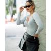 imageSUUKSESS Sweetheart V Neck Long Sleeve Bodysuit Ribbed Compression Bodysuits31 Light Grey
