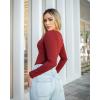 imageSUUKSESS Sweetheart V Neck Long Sleeve Bodysuit Ribbed Compression Bodysuits31 Wine Red