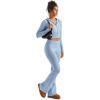 imageSUUKSESS Women 2 Piece Knit Sets Cropped Zip Up Hoodie Foldover Flare Leg PantsSky Blue