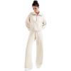 imageSUUKSESS Women 2 Piece Lounge Matching Set Wide Leg Sweatpant Half Zip SweatshirtApricot