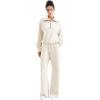 imageSUUKSESS Women 2 Piece Lounge Matching Set Wide Leg Sweatpant Half Zip SweatshirtApricot