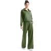 imageSUUKSESS Women 2 Piece Lounge Matching Set Wide Leg Sweatpant Half Zip SweatshirtArmy Green