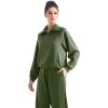 imageSUUKSESS Women 2 Piece Lounge Matching Set Wide Leg Sweatpant Half Zip SweatshirtArmy Green