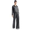 imageSUUKSESS Women 2 Piece Lounge Matching Set Wide Leg Sweatpant Half Zip SweatshirtDark Heather