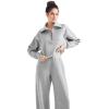 imageSUUKSESS Women 2 Piece Lounge Matching Set Wide Leg Sweatpant Half Zip SweatshirtGrey Heather