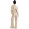 imageSUUKSESS Women 2 Piece Lounge Matching Set Wide Leg Sweatpant Half Zip SweatshirtKhaki