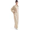imageSUUKSESS Women 2 Piece Lounge Matching Set Wide Leg Sweatpant Half Zip SweatshirtKhaki