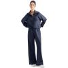 imageSUUKSESS Women 2 Piece Lounge Matching Set Wide Leg Sweatpant Half Zip SweatshirtNavy