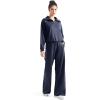 imageSUUKSESS Women 2 Piece Lounge Matching Set Wide Leg Sweatpant Half Zip SweatshirtNavy