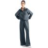 imageSUUKSESS Women 2 Piece Lounge Matching Set Wide Leg Sweatpant Half Zip SweatshirtPetitedark Storm