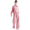 imageSUUKSESS Women 2 Piece Lounge Matching Set Wide Leg Sweatpant Half Zip SweatshirtPink