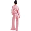 imageSUUKSESS Women 2 Piece Lounge Matching Set Wide Leg Sweatpant Half Zip SweatshirtPink