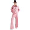 imageSUUKSESS Women 2 Piece Lounge Matching Set Wide Leg Sweatpant Half Zip SweatshirtPink