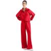 imageSUUKSESS Women 2 Piece Lounge Matching Set Wide Leg Sweatpant Half Zip SweatshirtRed