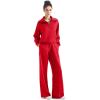 imageSUUKSESS Women 2 Piece Lounge Matching Set Wide Leg Sweatpant Half Zip SweatshirtRed