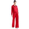 imageSUUKSESS Women 2 Piece Lounge Matching Set Wide Leg Sweatpant Half Zip SweatshirtRed