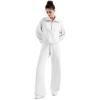 imageSUUKSESS Women 2 Piece Lounge Matching Set Wide Leg Sweatpant Half Zip SweatshirtWhite