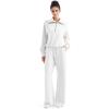 imageSUUKSESS Women 2 Piece Lounge Matching Set Wide Leg Sweatpant Half Zip SweatshirtWhite