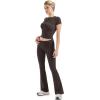 imageSUUKSESS Women 2 Piece Lounge Sets Going Out Y2K Foldover Pants Matching PajamasChocolate