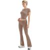 imageSUUKSESS Women 2 Piece Lounge Sets Going Out Y2K Foldover Pants Matching PajamasKhaki