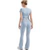 imageSUUKSESS Women 2 Piece Lounge Sets Going Out Y2K Foldover Pants Matching PajamasLight Blue
