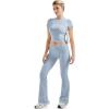 imageSUUKSESS Women 2 Piece Lounge Sets Going Out Y2K Foldover Pants Matching PajamasLight Blue