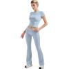 imageSUUKSESS Women 2 Piece Lounge Sets Going Out Y2K Foldover Pants Matching PajamasLight Blue