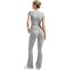 imageSUUKSESS Women 2 Piece Lounge Sets Going Out Y2K Foldover Pants Matching PajamasLight Grey
