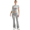 imageSUUKSESS Women 2 Piece Lounge Sets Going Out Y2K Foldover Pants Matching PajamasLight Grey