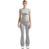 imageSUUKSESS Women 2 Piece Lounge Sets Going Out Y2K Foldover Pants Matching PajamasLight Grey