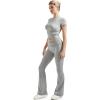 imageSUUKSESS Women 2 Piece Lounge Sets Going Out Y2K Foldover Pants Matching PajamasLight Grey