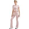 imageSUUKSESS Women 2 Piece Lounge Sets Going Out Y2K Foldover Pants Matching PajamasPink