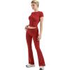 imageSUUKSESS Women 2 Piece Lounge Sets Going Out Y2K Foldover Pants Matching PajamasRed