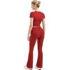 imageSUUKSESS Women 2 Piece Lounge Sets Going Out Y2K Foldover Pants Matching PajamasRed