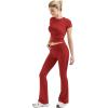 imageSUUKSESS Women 2 Piece Lounge Sets Going Out Y2K Foldover Pants Matching PajamasRed