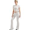 imageSUUKSESS Women 2 Piece Lounge Sets Going Out Y2K Foldover Pants Matching PajamasWhite