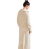 imageSUUKSESS Women 2 Piece Lounge Sets Oversized Quarter Zip Pullover Wide Leg PantsBeige