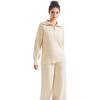 imageSUUKSESS Women 2 Piece Lounge Sets Oversized Quarter Zip Pullover Wide Leg PantsBeige