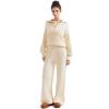 imageSUUKSESS Women 2 Piece Lounge Sets Oversized Quarter Zip Pullover Wide Leg PantsBeige