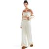 imageSUUKSESS Women 2 Piece Lounge Sets Oversized Quarter Zip Pullover Wide Leg PantsBeige Striped
